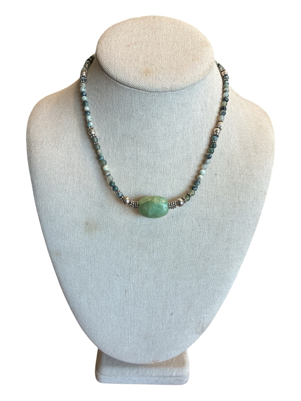 Green Beaded Gemstone Necklace
